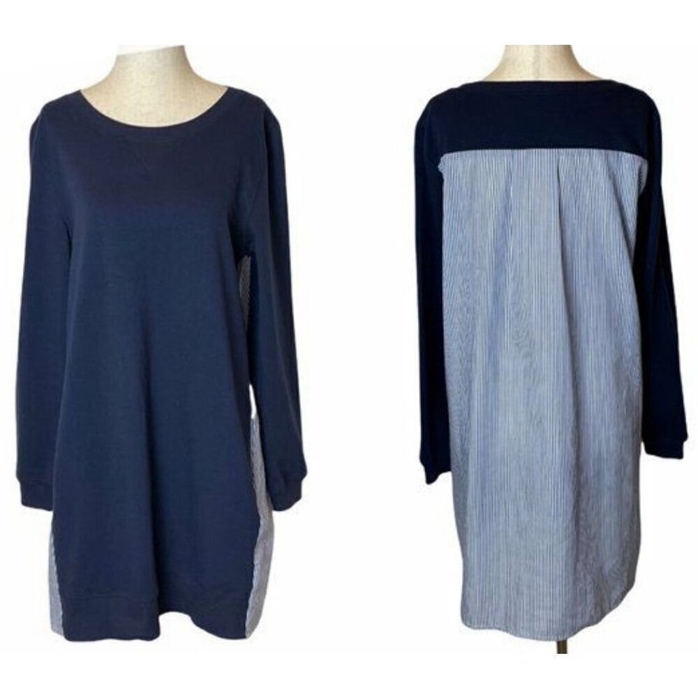 Ellison Womens Crew Neck Long Sleeve Knitted Pullover Mini‎ Dress Blue Medium